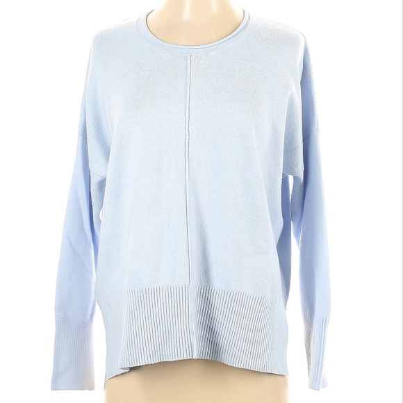 French Connection Della Vhari Light Blue Front Seam Sweater Size Large - Picture 3 of 6